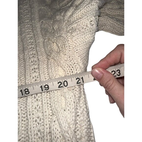 VTG American Eagle Fisherman Crewneck Sweater Knit Chunky Cable Ivory Men Large - Picture 6 of 7